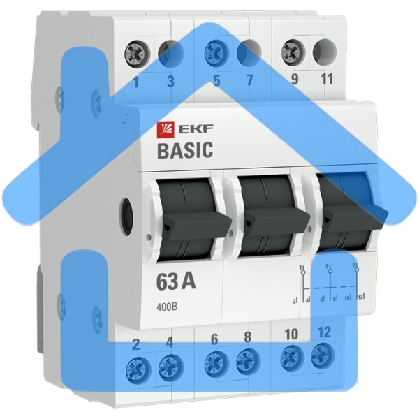 Переключатель трехпозиционный 3п 63А Basic EKF tps-3-63