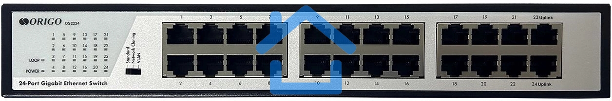 Неуправляемый коммутатор ORIGO, 24x1000Base-T, комплект для установки в 19