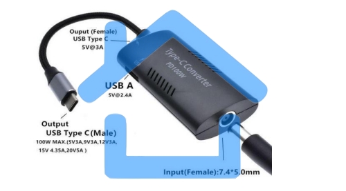 Преобразователь питания со штекера 7.9x5.0 на Type-C (7.4Pin)