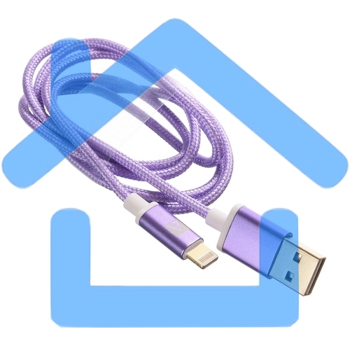 Кабель USB ACD-Style Lightning ~ USB-A 2-сторонние коннекторы, нейлон, 1м, фиолетовый (ACD-U913-P6P)