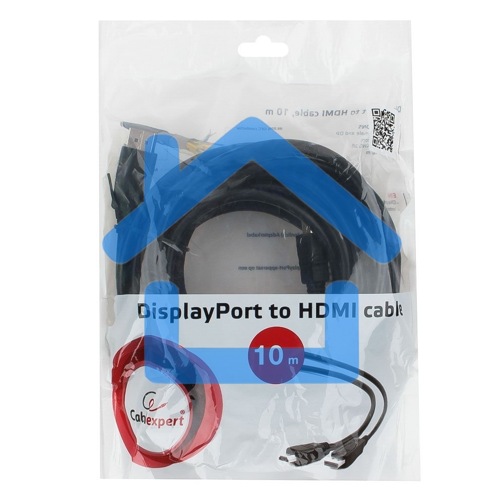 Кабель CablexpertDisplayPort->HDMI, 10м, 20M/19M, черный, экран, пакет