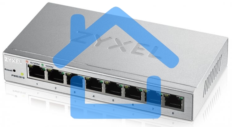 Коммутатор ZyXEL GS1200-8 Smart 8-port GbE Web Managed Switch, 60W, VLAN, IGMP, QoS, Link Aggregation