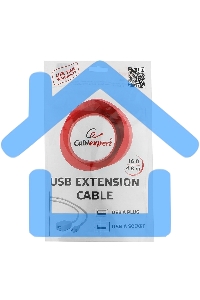 Кабель Gembird UAE016 USB 2.0 кабель удлинительный, активный 4.8м AM/AF, черный