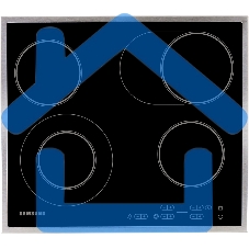 Встраиваемая электрическая панель Samsung NZ64T3516CK/WT, 575x505x55 мм, стеклокерамика, 4 конфорки, рамка - нержавеющая сталь,сенсорное управление, светодиодный LED-дисплей, защита от детей, черный