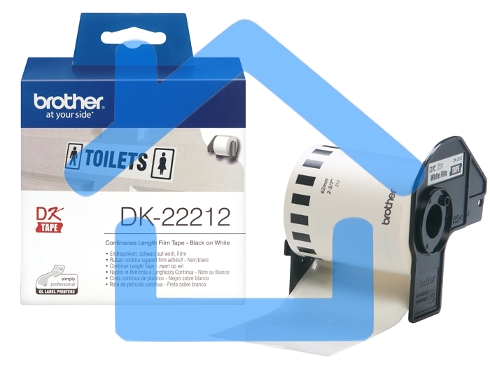 Пленочная клеящаяся лента Brother DK22212 62 мм x 15.24 м, черный шрифт, белый фон