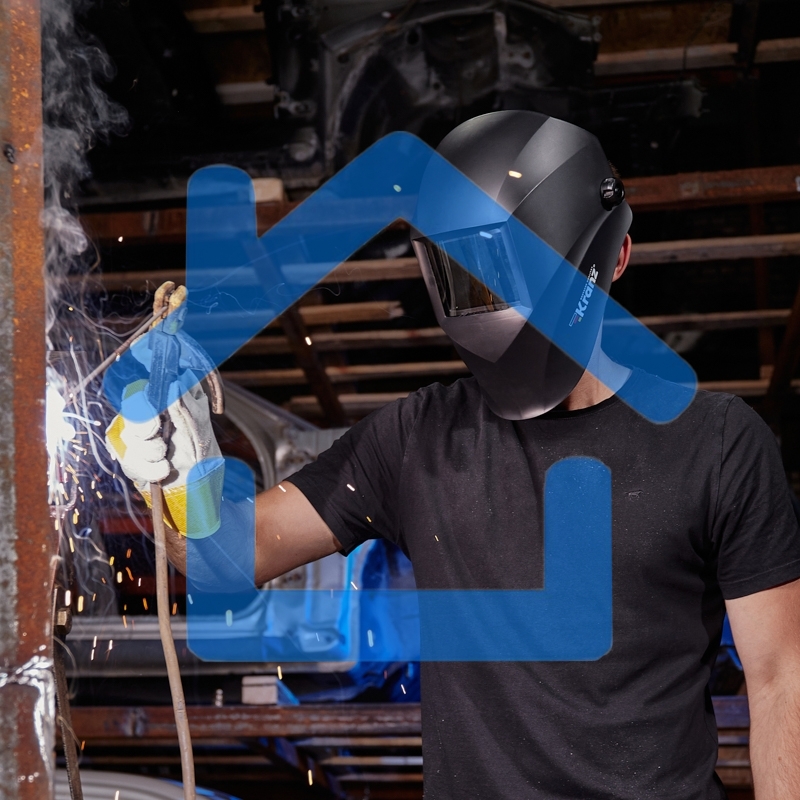 Маска сварщика с черным минеральным стеклом DIN 9 KRANZ 