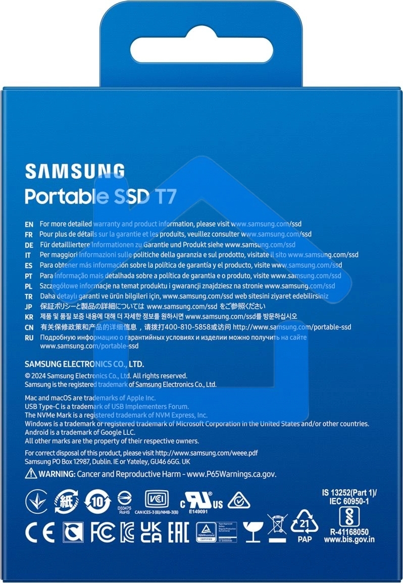 Твердотельный диск Samsung T7 Shield MU-PC2T0K серый титан, 4TB 3D NAND TLC, USB 3.2 Type-C R/W - 1050/1000 MB/s