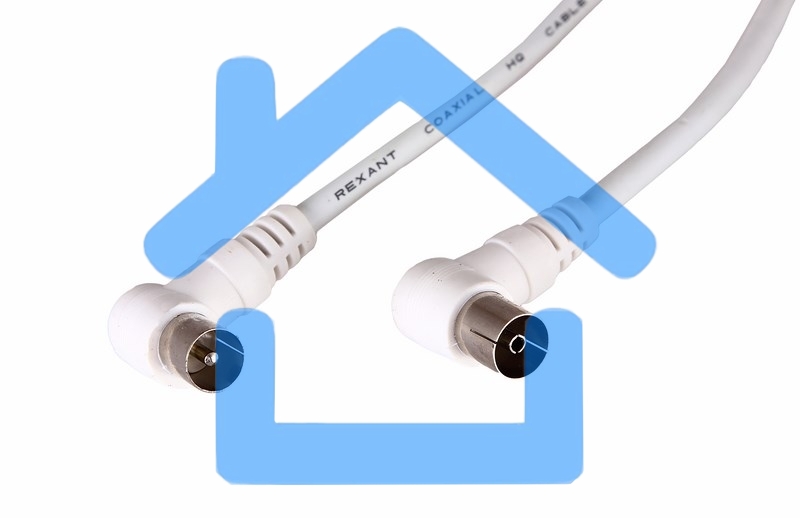 Шнур ТВ гнездо - ТВ штекер, угловой, длина 3 метра, белый Rexant