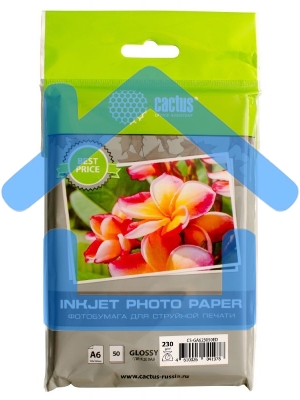 Фотобумага Cactus CS-GA623050ED A6/230г/м2/50л./белый глянцевое для струйной печати