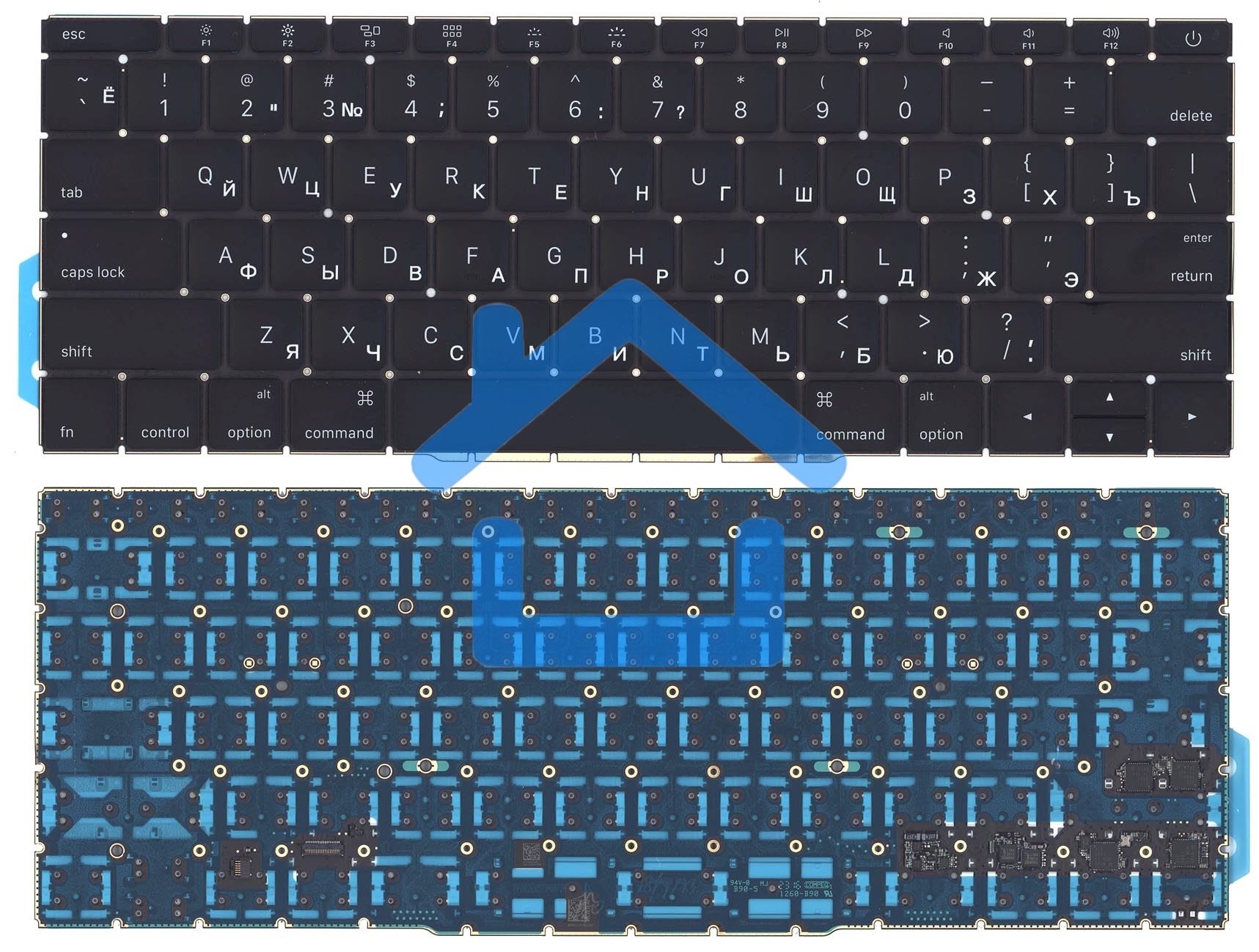 Клавиатура для ноутбука MacBook Pro 13 Retina A1708 черная плоский Enter