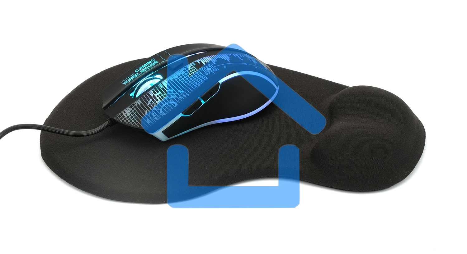 Коврик для мыши с подушкой под запястье Gembird MP-WR-BLACK, черный, 225х195х5мм, ткань/резина, блистер