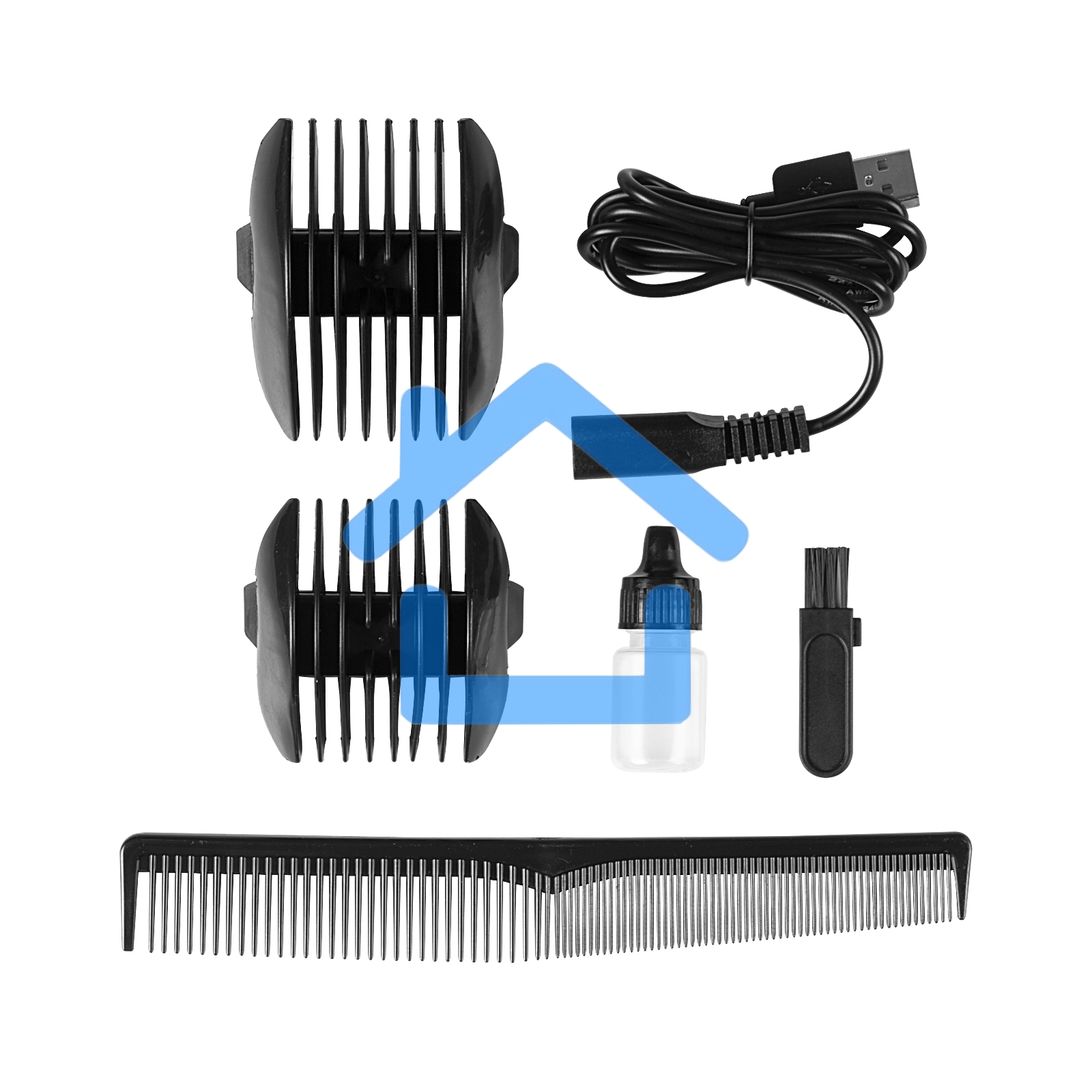 Набор для стрижки Galaxy Line GL 4165, черный, 3 Вт, время непрерывной работы до 1,5 ч, время зарядки около 2 часов, аккум. Li-Ion 3,7 В, емкость аккум. 600 мА*ч, лезвия из нержав. стали, ширина лезвия 40 мм, 2 насадки-расчески (3 и 6 мм, 9 и 12 мм), USB 