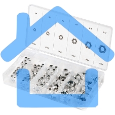 Набор гаек СИБРТЕХ М4, М5, М6, М8, М10, М12, самоконтрящиеся, с нейлоновой вставкой, 146 предм. СИБРТЕХ 47613