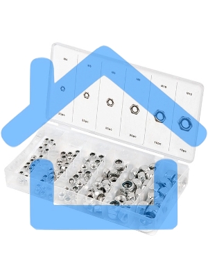 Набор гаек СИБРТЕХ М4, М5, М6, М8, М10, М12, самоконтрящиеся, с нейлоновой вставкой, 146 предм. СИБРТЕХ 47613