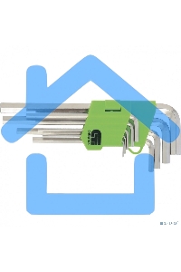 Набор ключей СИБРТЕХ имбусовых HEX, 1,5–10 мм, 45x, закаленные, 9 шт., удлиненные, никель.Сибртех 12318