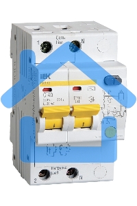 Выключатель автоматический дифференциального тока 2п C 40А 30мА тип AC 4.5кА АД-12 ИЭК MAD10-2-040-C-030