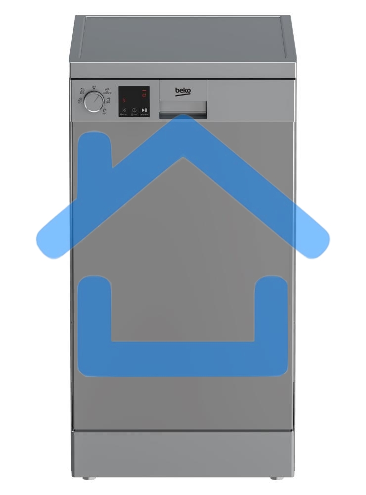 Посудомоечная машина Beko DVS050R02S, серебристая, 44.8 см, 10 компл., 49 дБ, класс A