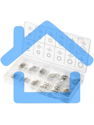 Набор шайб и гроверов СИБРТЕХ, D ш.: 3, 4, 5, 6, 8, 10 мм, D г.: 3, 4, 5, 6, 8, 10 мм, 350 предм. СИБРТЕХ 47614