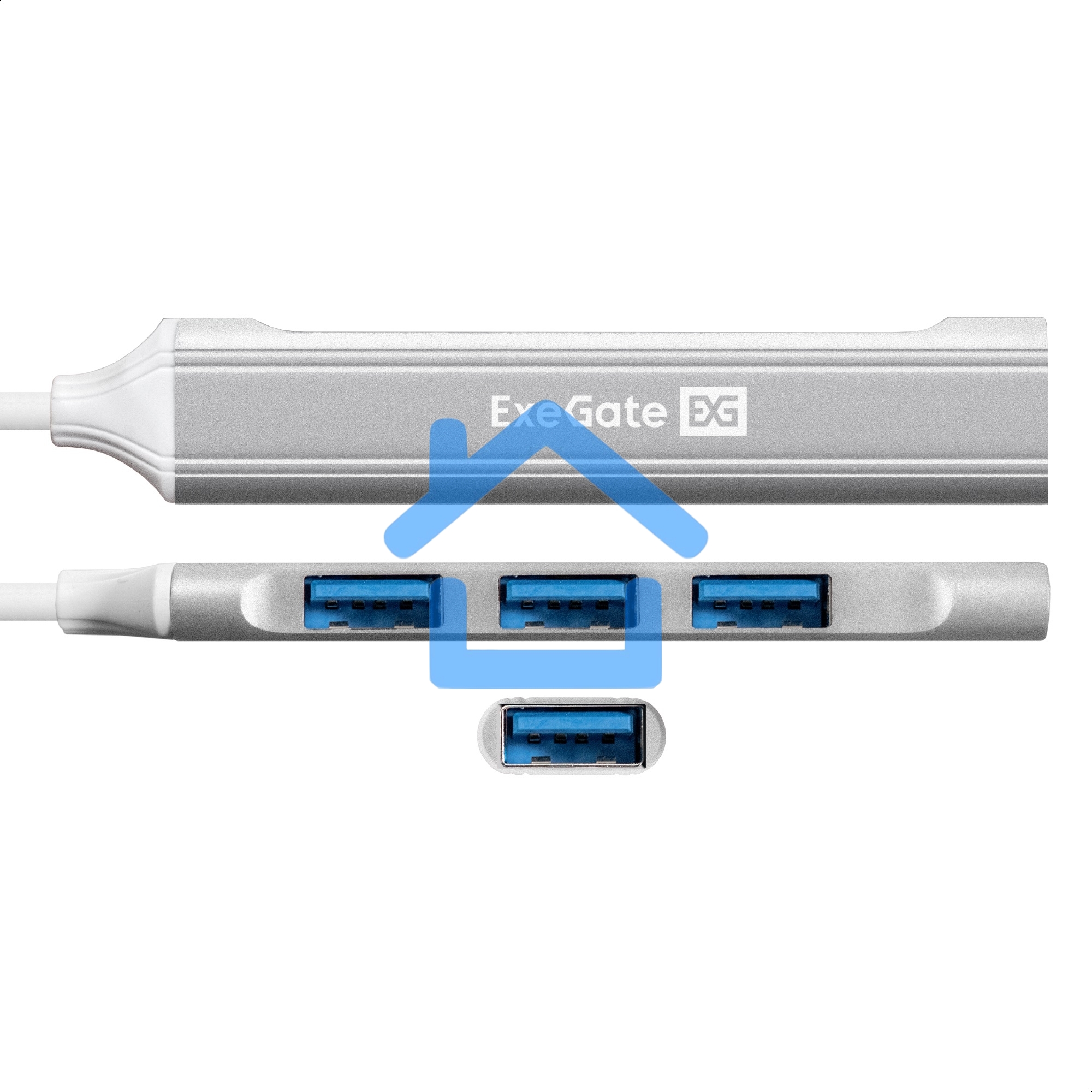 USB-Хаб (концентратор) 4-в-1 ExeGate DUB-3213C (кабель-адаптер USB3.0 Type-C --> 3xUSB2.0, 1xUSB3.0, Plug&Play, серебристый)