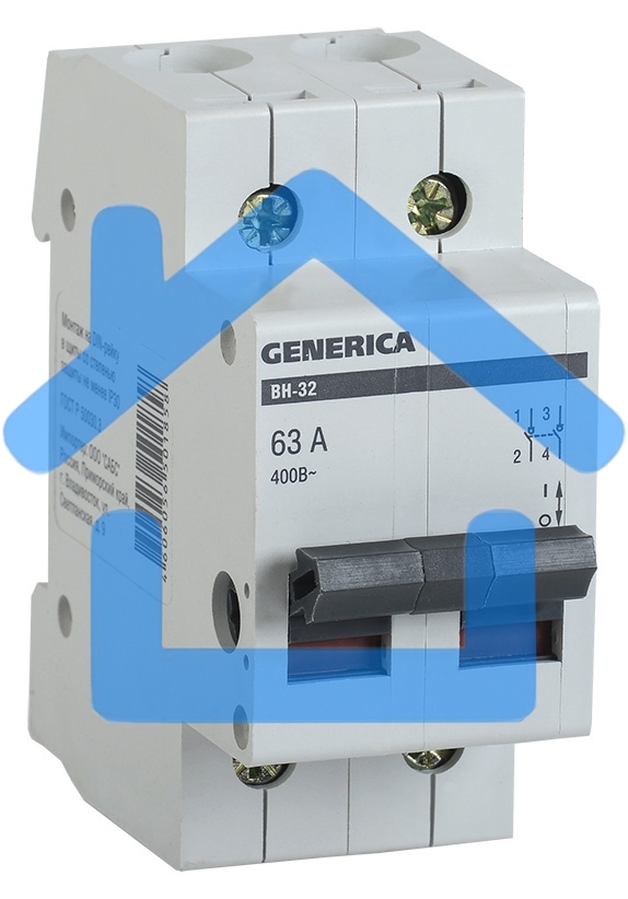 Выключатель нагрузки Iek MNV15-2-063 (мини-рубильник) ВН-32 2Р 63А GENERICA