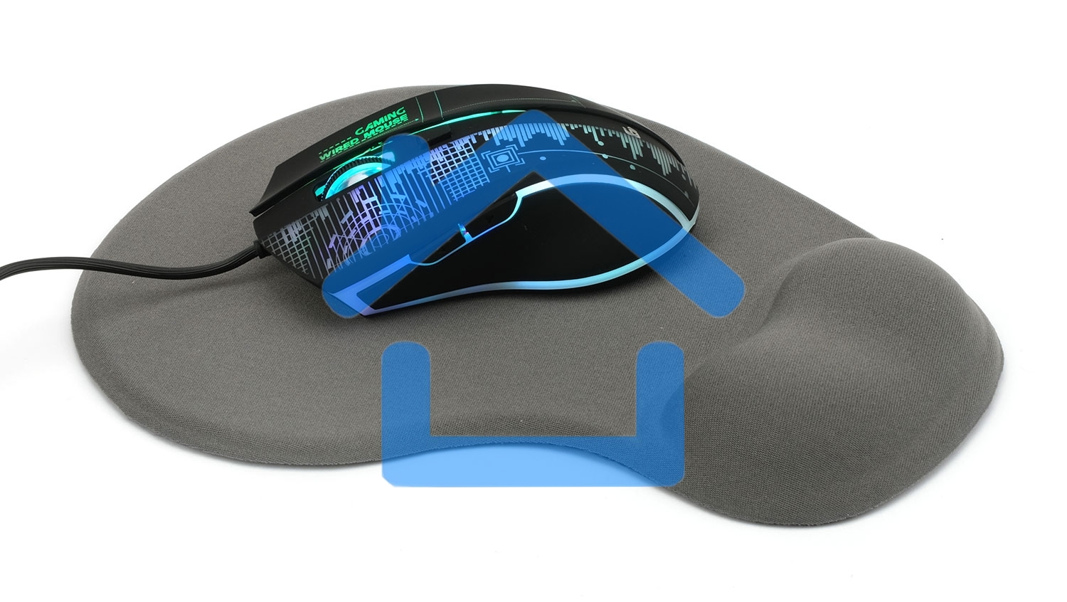 Коврик для мыши с подушкой под запястье Gembird MP-WR-GRAY, серый, 225х195х5мм, ткань/резина, блистер