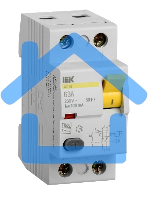 Выключатель дифференциального тока (УЗО) Iek MDV10-2-063-100 ВД1-63 2Р 63А 100мА ИЭК