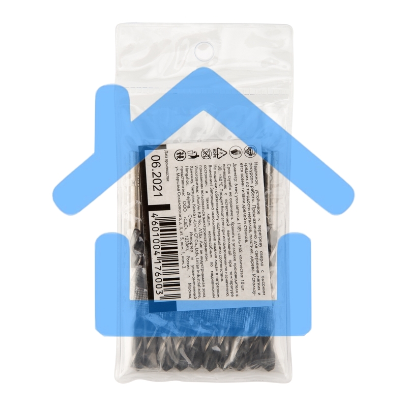 Сверло по металлу 6,0х93х57 мм HSS (10 шт. в упаковке) DIN 338 Kranz