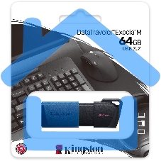 Флешка USB R/W Kingston 64 Gb DataTraveler Exodia M DTXM/64 Gb USB 3.0 черный/синий