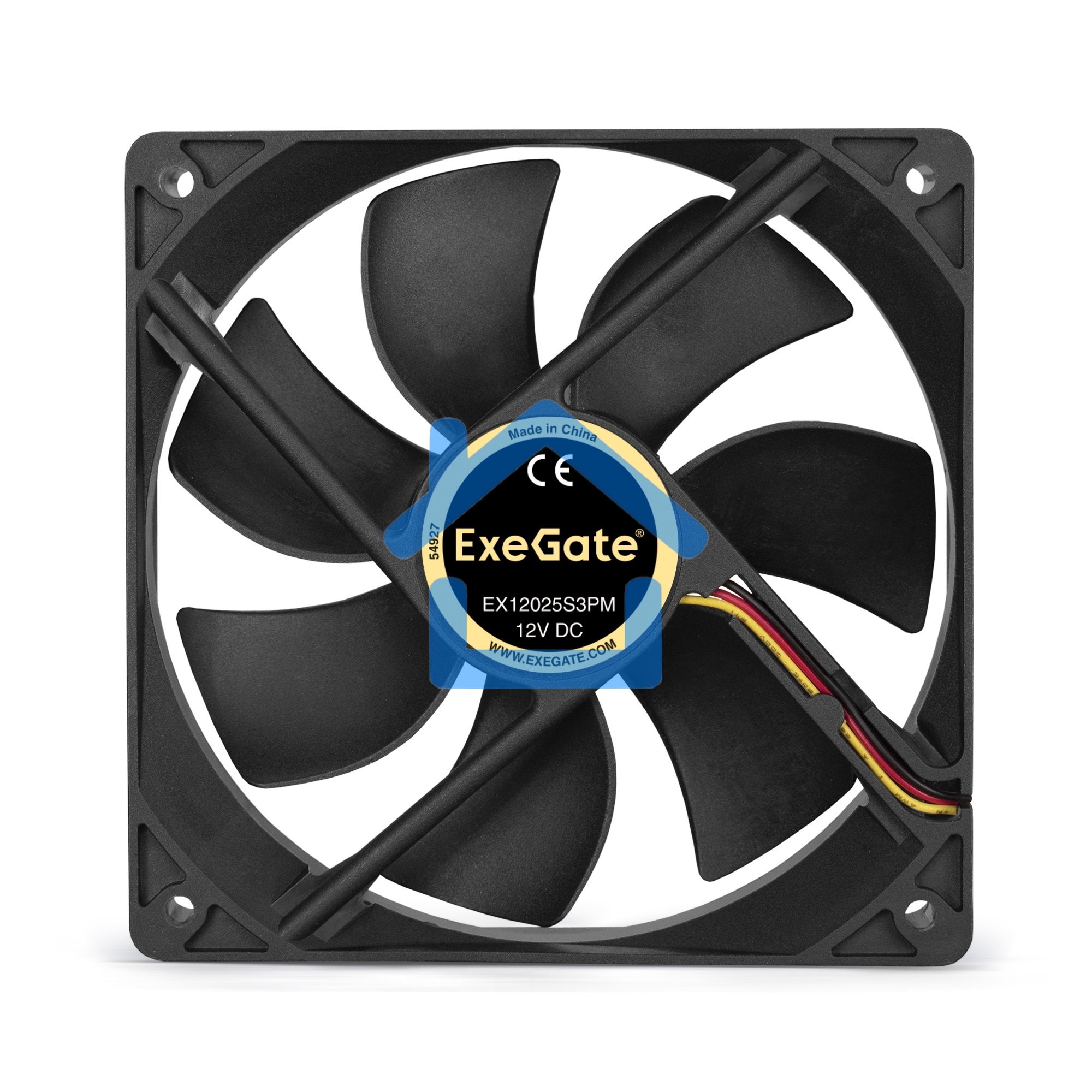 Вентилятор для корпуса ExeGate EX12025S3PM черный, 120 мм, 1500 об/мин, 24 дБ, 3 pin