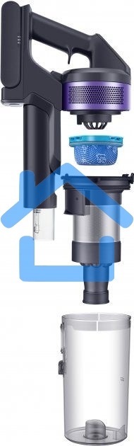 Пылесос вертикальный Samsung VS15A6031R4/EV фиолетовый/черный, питание от аккумулятора, 150 Вт, уборка сухая, пылесборник 0.8 л, работа от АКБ max 40 мин.