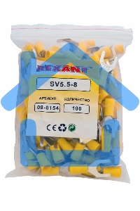 Наконечник вилочный изолированный 8.4 мм 4-6 мм² (НВи 6.0-8) желтый Rexant