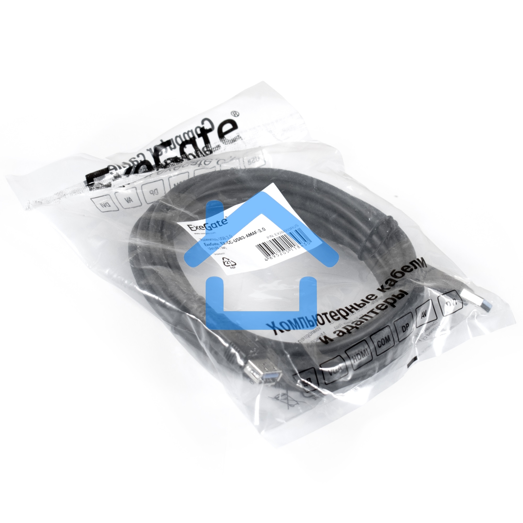 Удлинитель ExeGate EX284931RUS USB 3.0 ExeGate EX-CC-USB3-AMAF-1.0 (Am/Af, 1м)