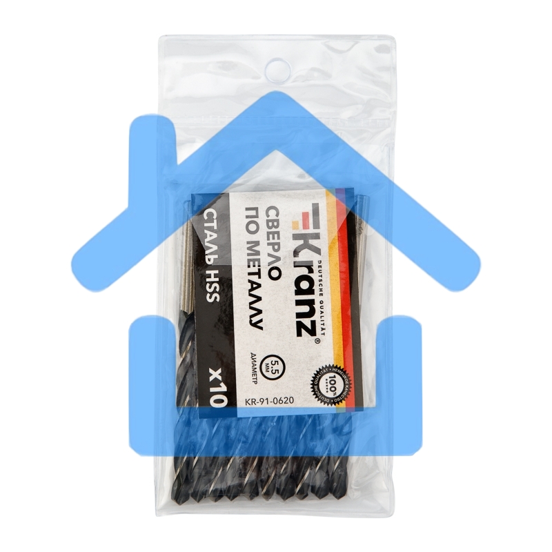 Сверло по металлу 5,5х93х57 мм HSS (10 шт. в упаковке) DIN 338 Kranz