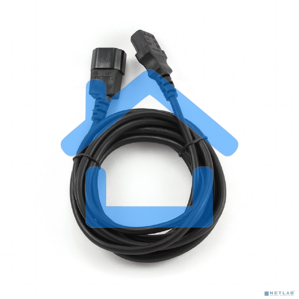 Кабель питания сист.блок-монитор Cablexpert PC-189-VDE-5M, 5м, C13-C14, VDE, 10А, Сечение провода: 0,75 мм2, черный, с заземлением