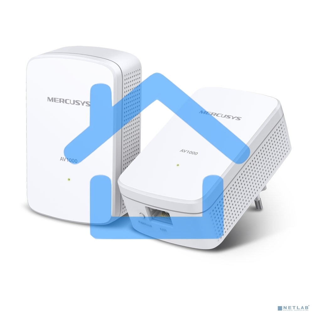 Комплект гигабитных адаптеров Mercusys AV1000 Gigabit Powerline Kit, HomePlug AV2 standard, 1 Gigabit port, 300m over electrical circuits, plug and play.