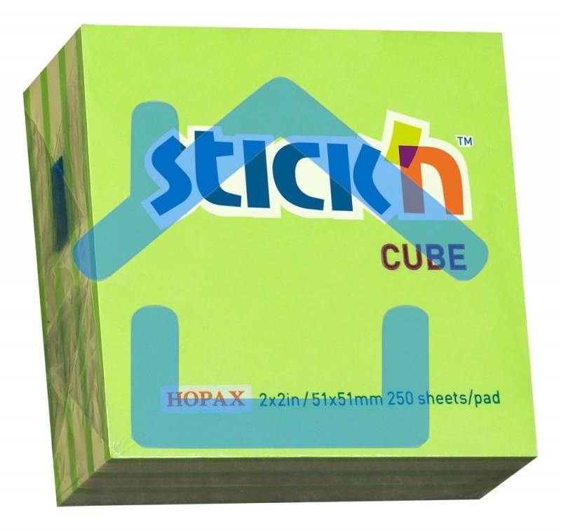 Блок самоклеящийся бумажный Stick`n 21339 51x51мм, 250 листов, 70 г/м2, неон+пастель, зеленый 2 цвета в упаковке