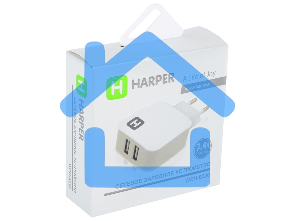 Сетевое зарядное устройство Harper WCH-8220 белый, 2хUSB, 2,4A