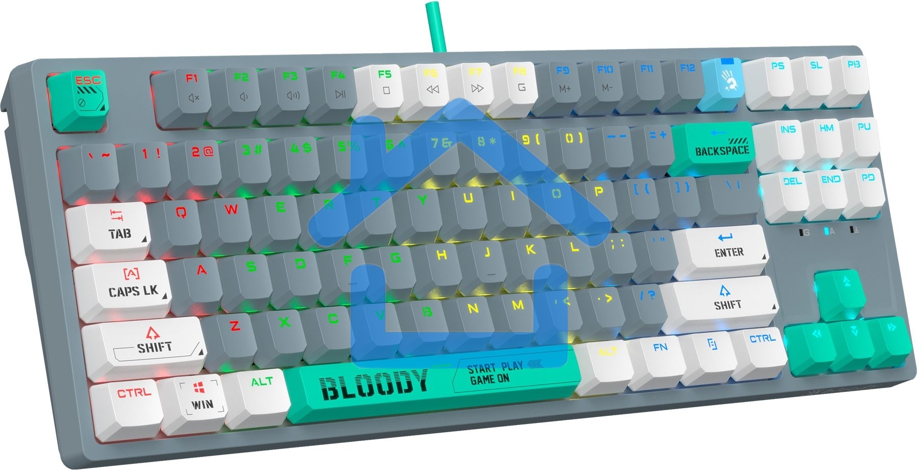 Клавиатура A4Tech Bloody S87 Energy проводная USB серый/зеленый
