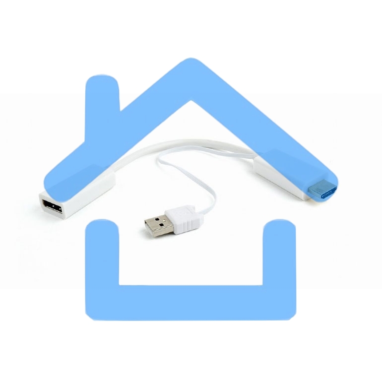Конвертер HDMI->DisplayPort, Cablexpert DSC-HDMI-DP-W, HD19M+USBxHD20F, белый