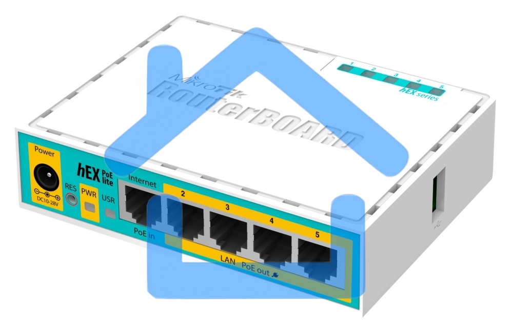 Маршрутизатор MikroTik RB750UPr2 hEX PoE lite 5x Ethernet, раздача PoE, 650 МГц ЦП, 64 МБ 5-портовый 100-Мбитный маршрутизатор с поддержкой PoE на 4-х портах