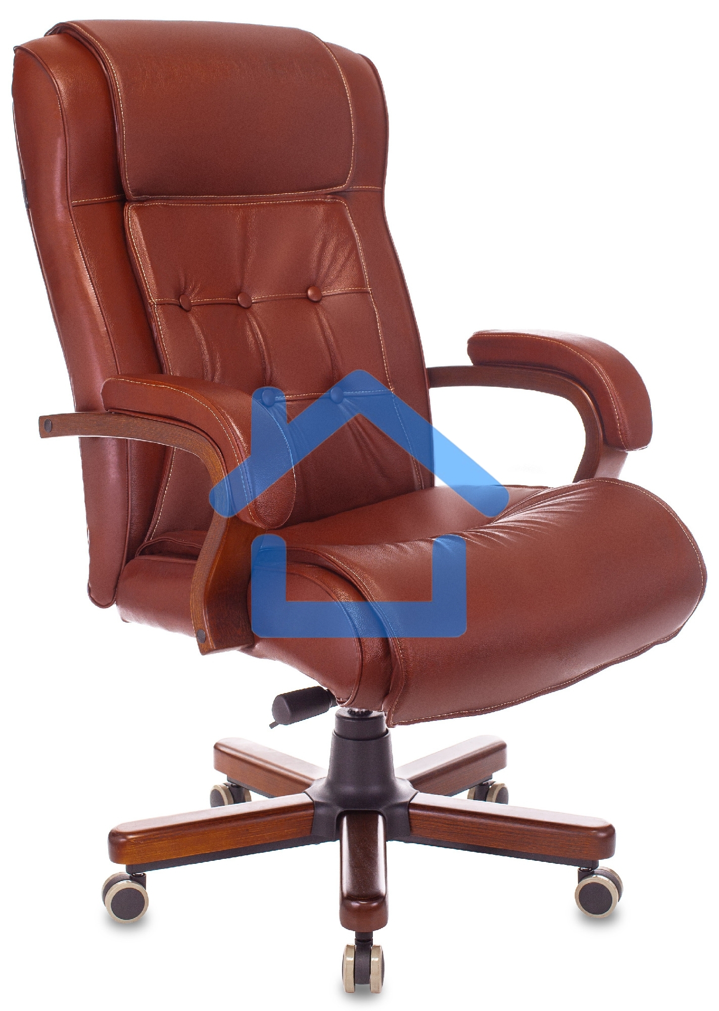 Кресло руководителя Бюрократ T-9926WALNUT светло-коричневый Leather Eichel, кожа, крестовина металл/дерево