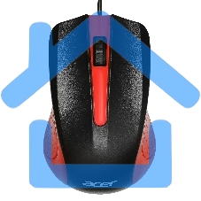 Мышь проводная Acer OMW012 черный/красный, 1200 dpi, USB, кнопки - 3