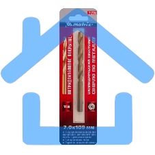 Сверло по металлу Matrix, 7 мм, HSS, нитридтитановое покрытие, цилиндрический хвостовик
