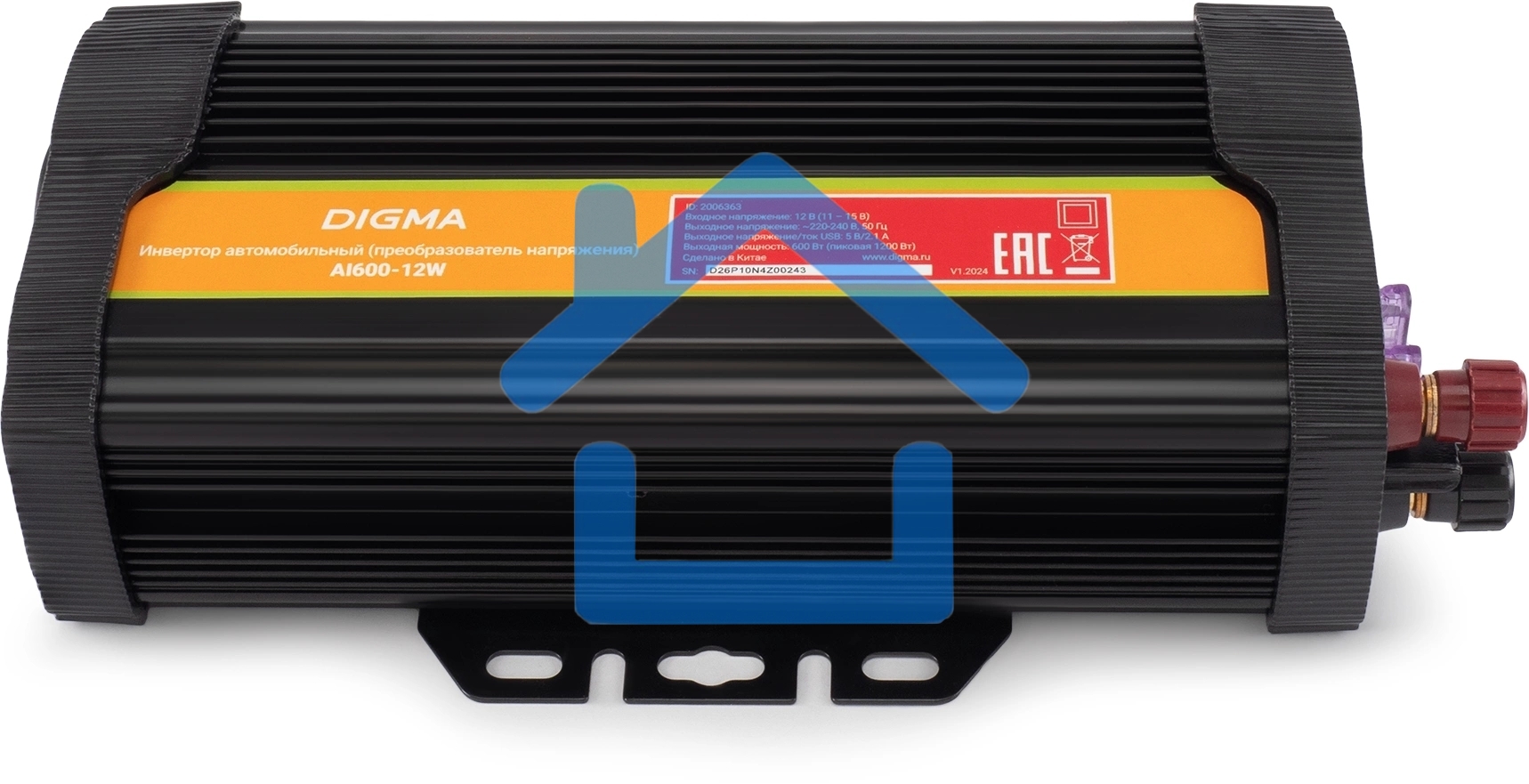 Автоинвертор Digma AI600-12W 600Вт