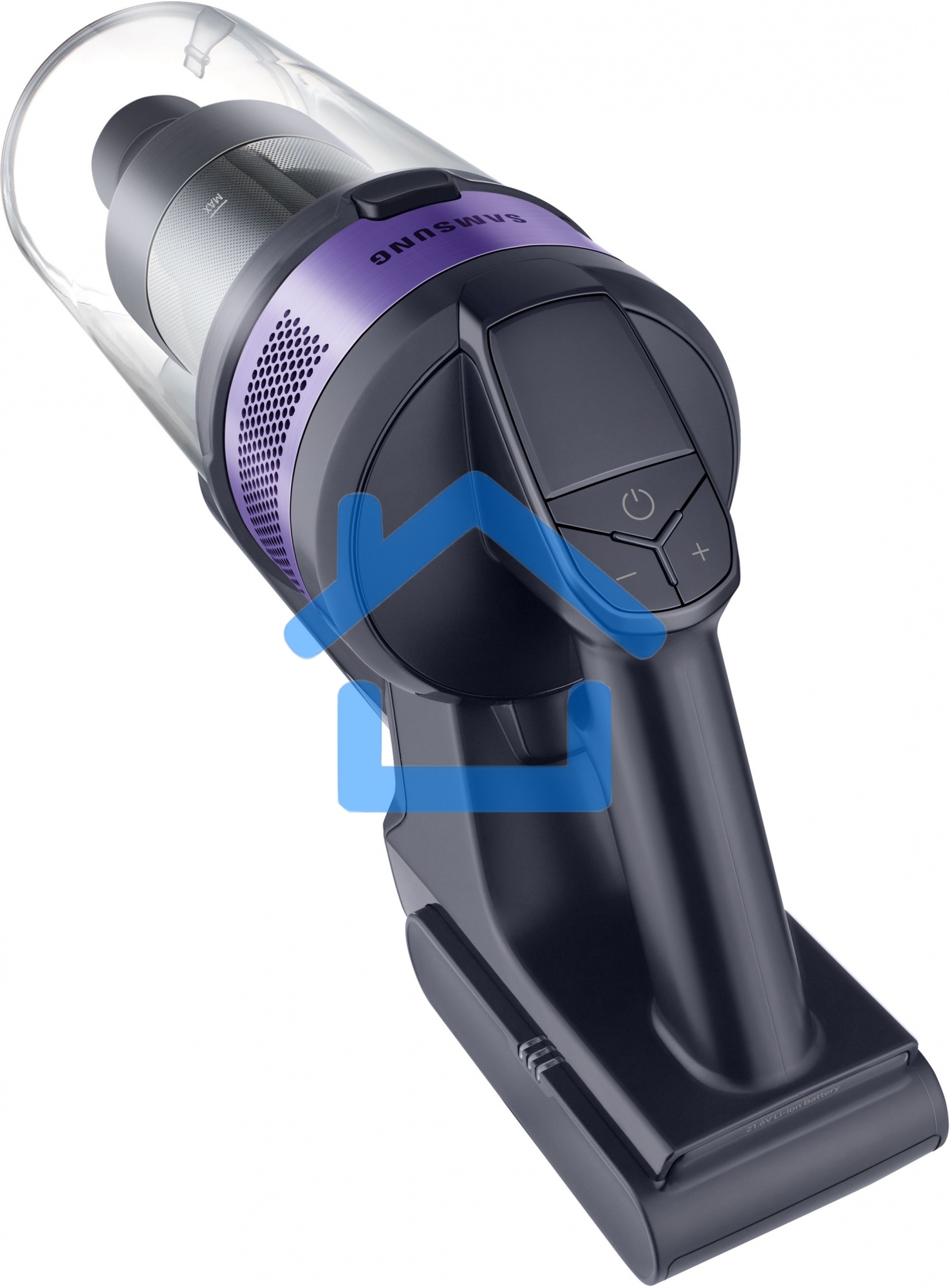 Пылесос вертикальный Samsung VS15A6031R4/EV фиолетовый/черный, питание от аккумулятора, 150 Вт, уборка сухая, пылесборник 0.8 л, работа от АКБ max 40 мин.