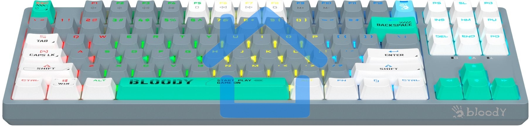 Клавиатура A4Tech Bloody S87 Energy проводная USB серый/зеленый