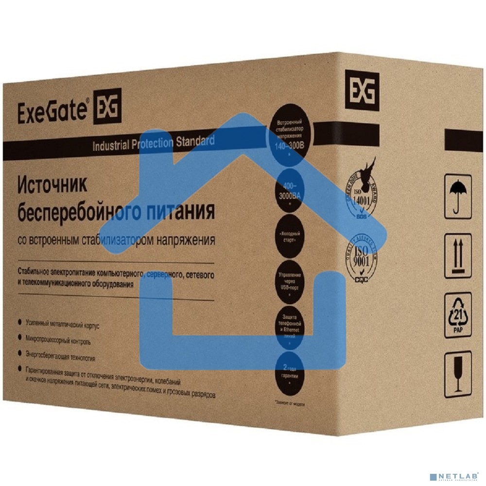 Источник бесперебойного питания ExeGate EX292611RUS SpecialPro UNB-2200.LED.AVR.1SH.2C13.RJ.USB 2200VA/1300W, LED, AVR,1*Schuko+2*C13, RJ45/11, USB, металлический корпус, черный