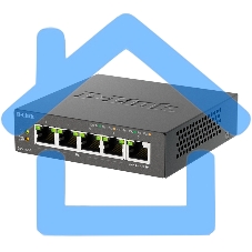 Неуправляемый коммутатор D-Link DGS-1005P/B3A с 5 портами 10/100/1000Base-T (4 порта PoE 802.3af/at, PoE-бюджет 60 Вт)