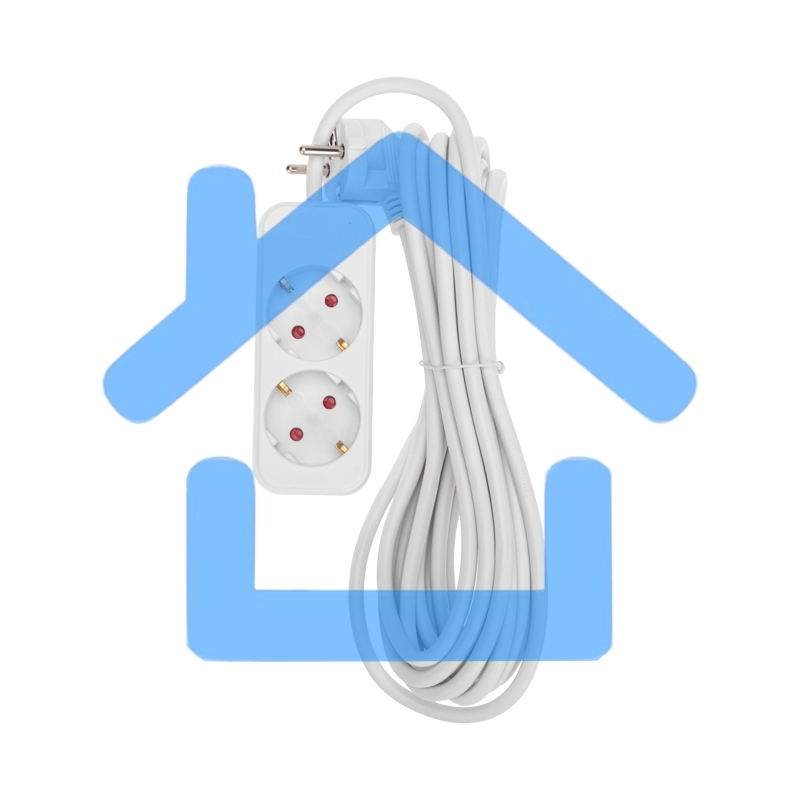 Удлинитель STANDARD 2 гнезда, 5м, 3х1,0мм², с/з, белый Rexant