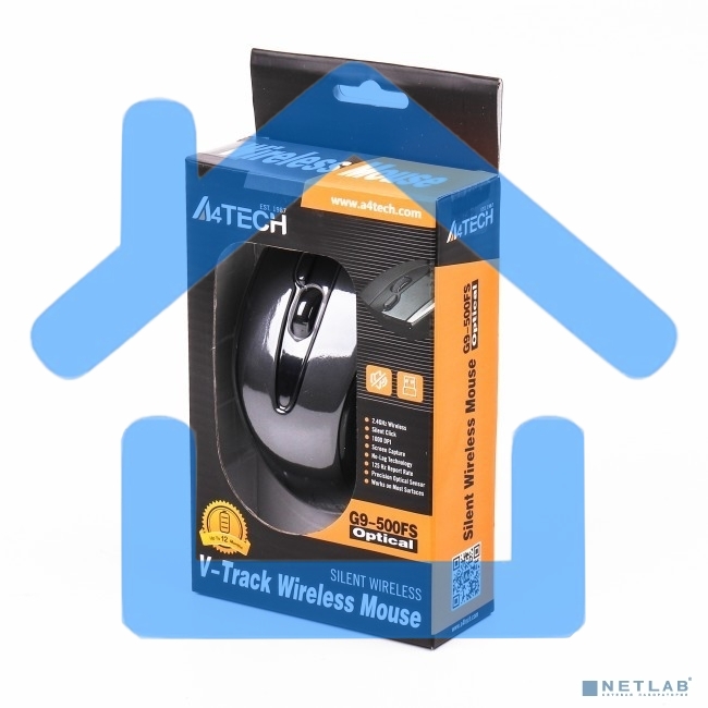 Мышь беспроводная A4Tech G9-500FS черный, 1200 dpi, радиоканал, USB, кнопки - 4